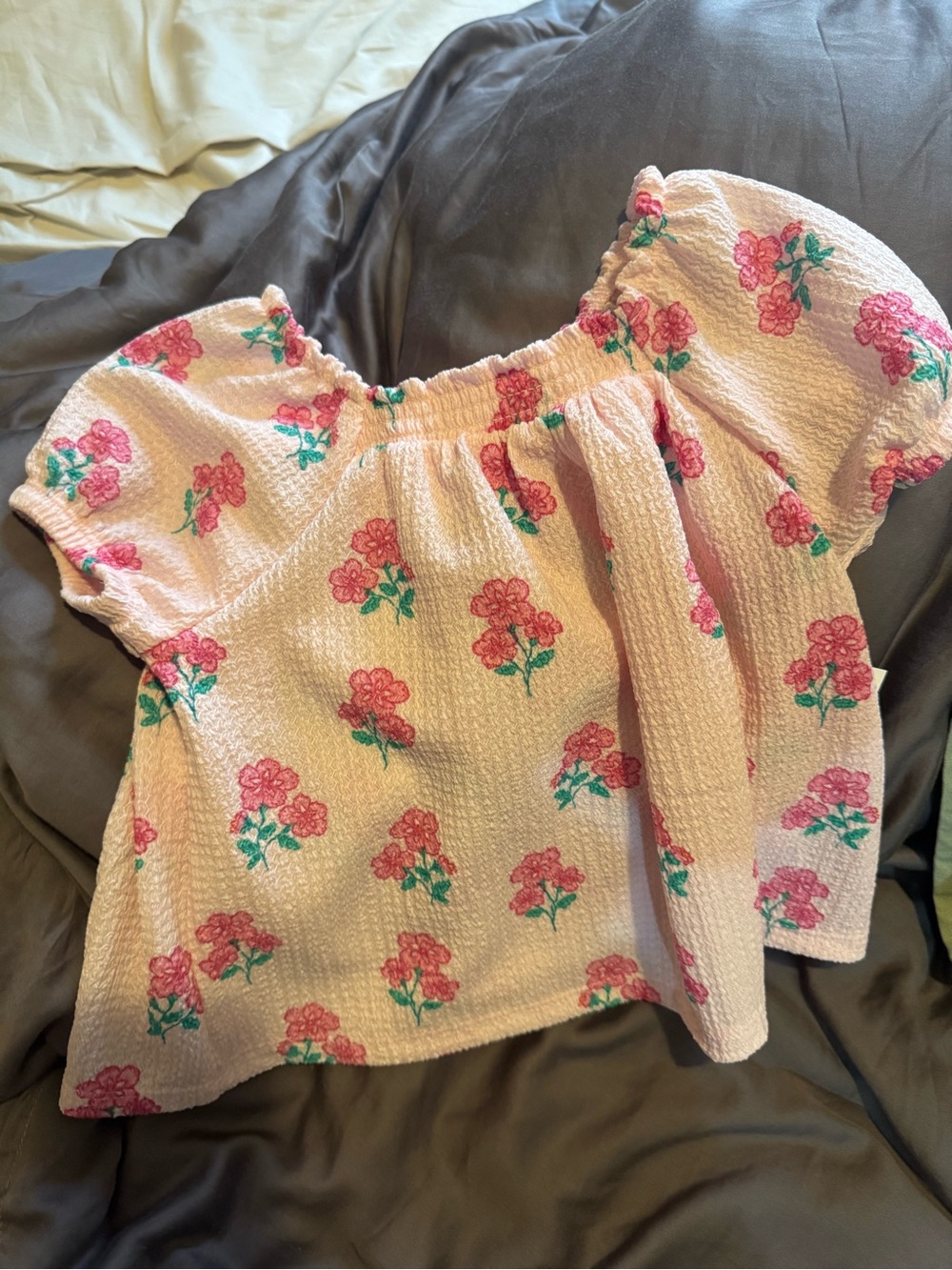 Kohl's Pink Floral Smocked Peasant Top